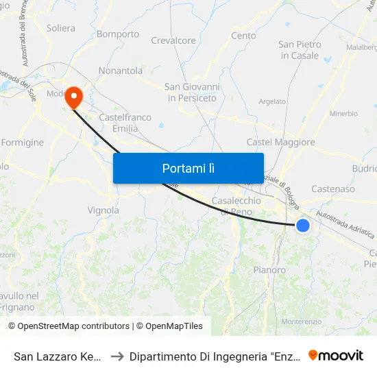 San Lazzaro Kennedy to Dipartimento Di Ingegneria "Enzo Ferrari" map