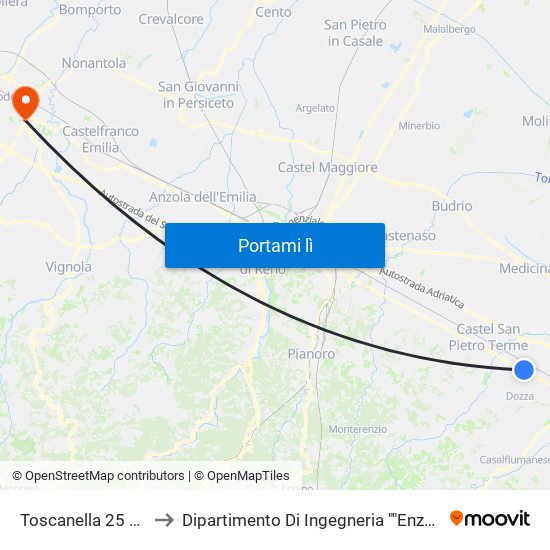 Toscanella 25 Aprile to Dipartimento Di Ingegneria ""Enzo Ferrari"" map