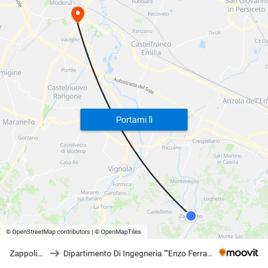 Zappolino to Dipartimento Di Ingegneria ""Enzo Ferrari"" map