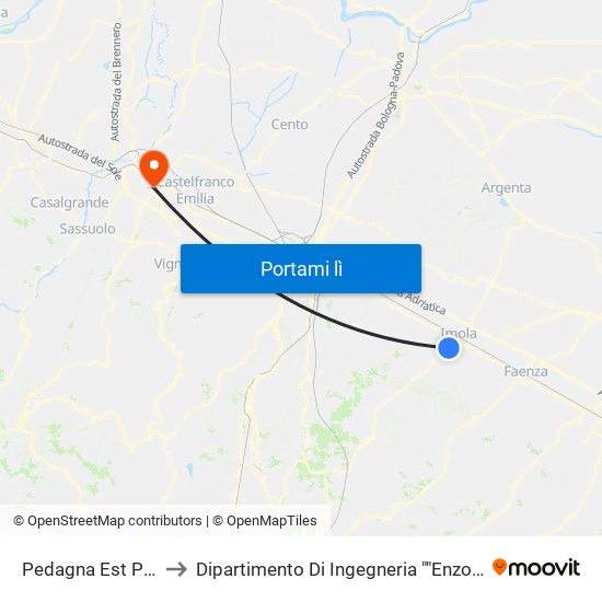 Pedagna Est Palme to Dipartimento Di Ingegneria ""Enzo Ferrari"" map
