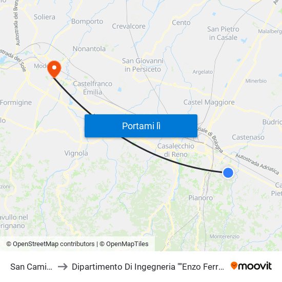 San Camillo to Dipartimento Di Ingegneria ""Enzo Ferrari"" map