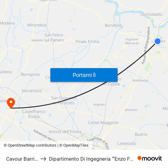 Cavour Barriera to Dipartimento Di Ingegneria ""Enzo Ferrari"" map