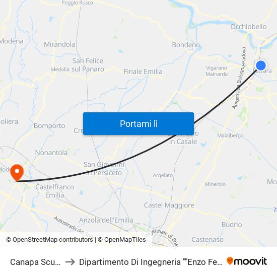 Canapa Scuole to Dipartimento Di Ingegneria ""Enzo Ferrari"" map