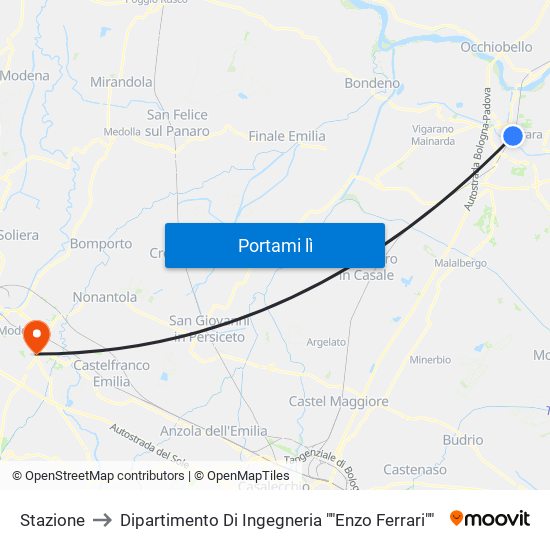 Stazione to Dipartimento Di Ingegneria ""Enzo Ferrari"" map