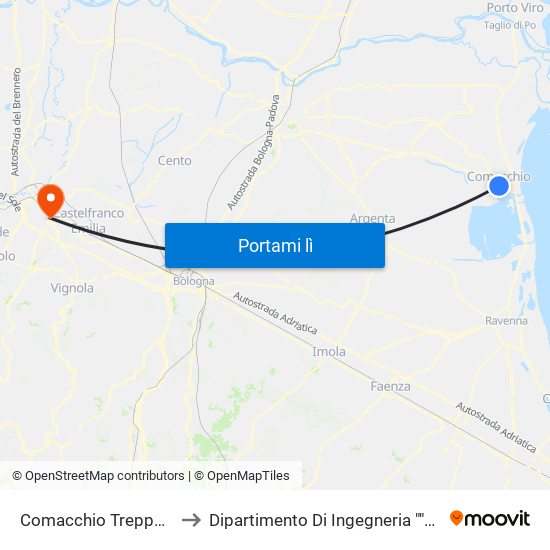 Comacchio Trepponti [001] to Dipartimento Di Ingegneria ""Enzo Ferrari"" map