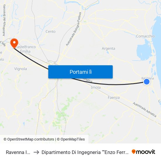 Ravenna Itis to Dipartimento Di Ingegneria ""Enzo Ferrari"" map
