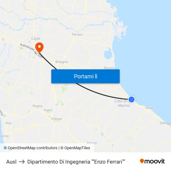 Ausl to Dipartimento Di Ingegneria ""Enzo Ferrari"" map