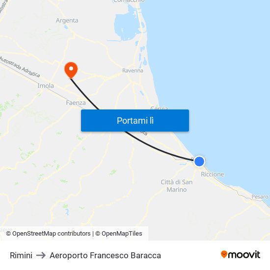 Rimini to Aeroporto Francesco Baracca map