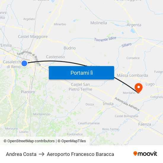Andrea Costa to Aeroporto Francesco Baracca map