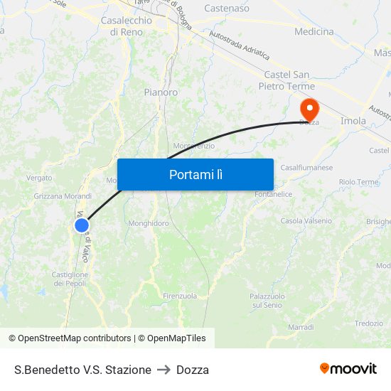 S.Benedetto V.S. Stazione to Dozza map