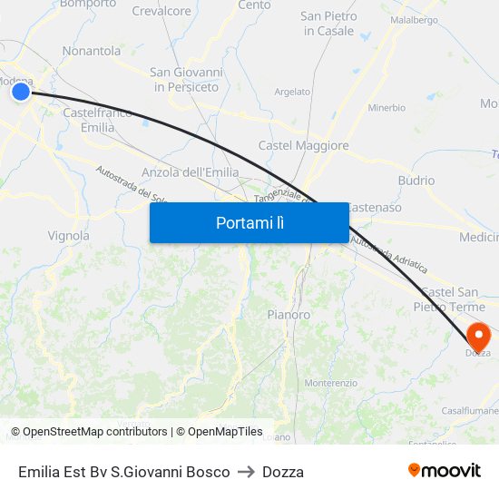 Emilia Est Bv S.Giovanni Bosco to Dozza map