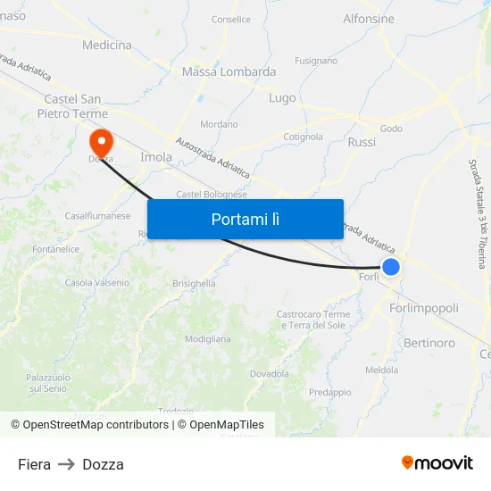 Fiera to Dozza map