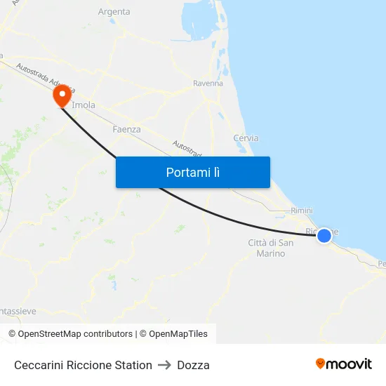 Ceccarini Riccione Station to Dozza map