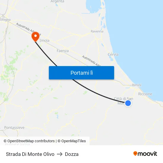 Ca' Vagnetto to Dozza map