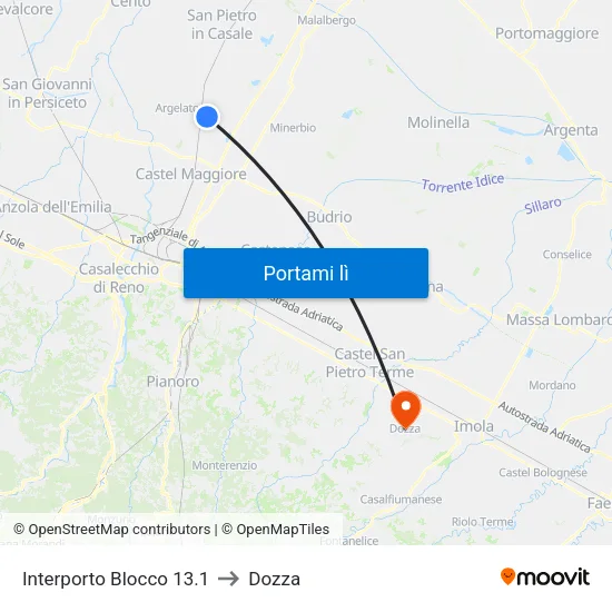 Interporto Blocco 13.1 to Dozza map
