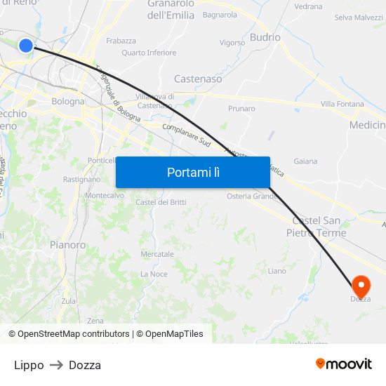 Lippo to Dozza map