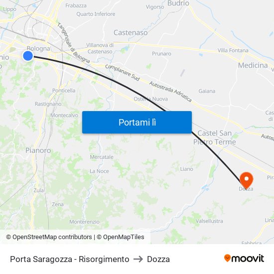 Porta Saragozza - Risorgimento to Dozza map