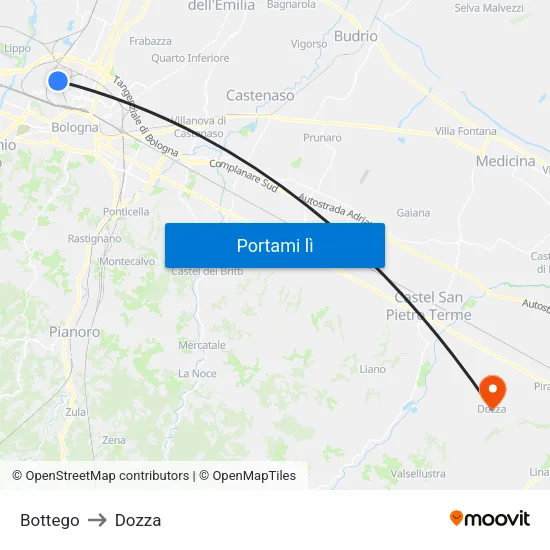 Bottego to Dozza map