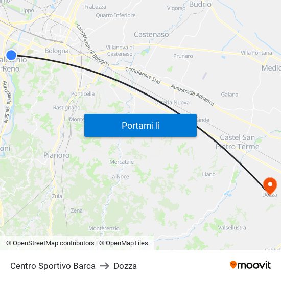 Centro Sportivo Barca to Dozza map