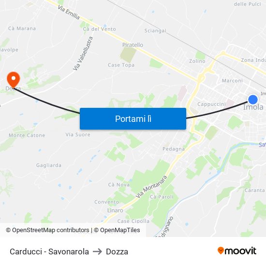 Carducci - Savonarola to Dozza map