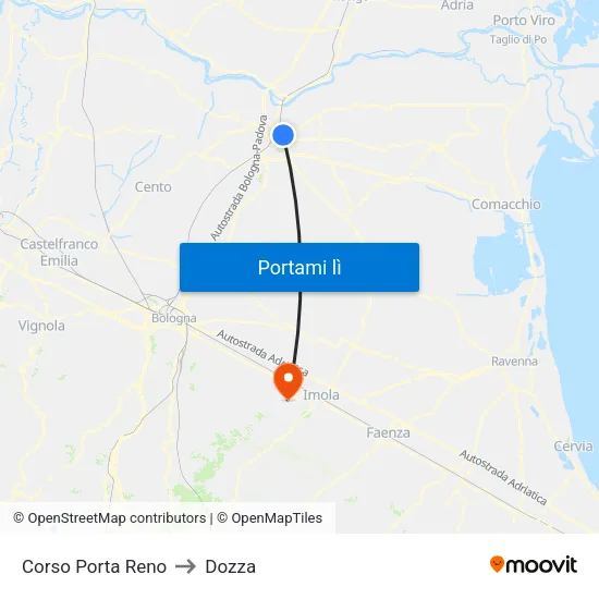 Corso Porta Reno to Dozza map