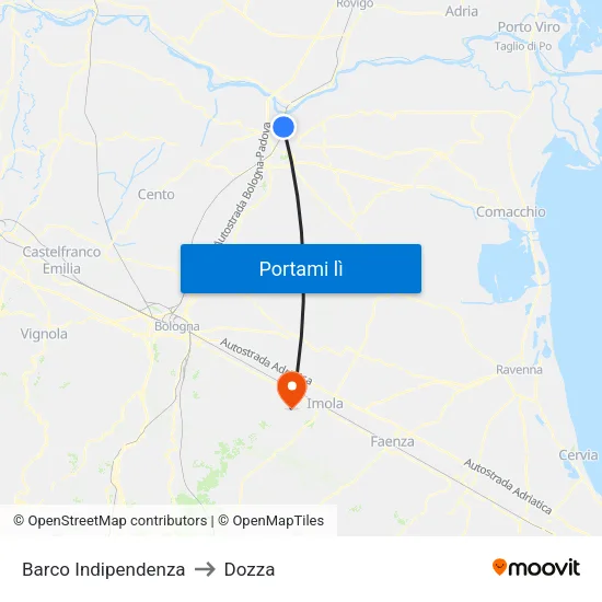 Barco Indipendenza to Dozza map