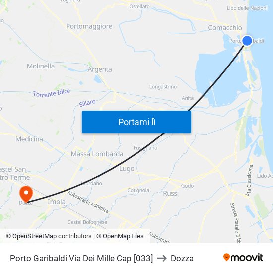 Porto Garibaldi Via Dei Mille Cap [033] to Dozza map