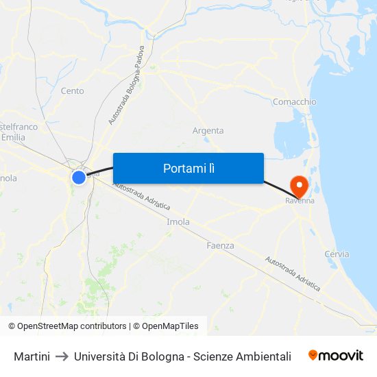 Martini to Università Di Bologna - Scienze Ambientali map