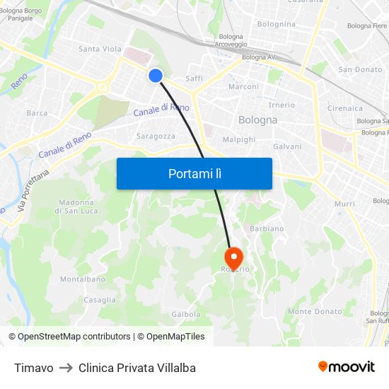 Timavo to Clinica Privata Villalba map