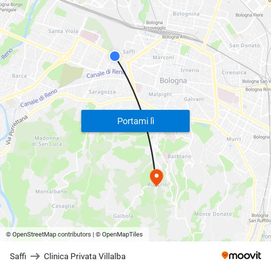 Saffi to Clinica Privata Villalba map