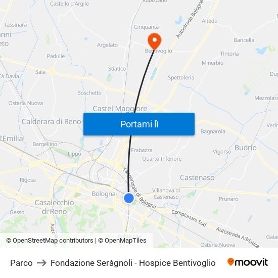 Parco to Fondazione Seràgnoli - Hospice Bentivoglio map