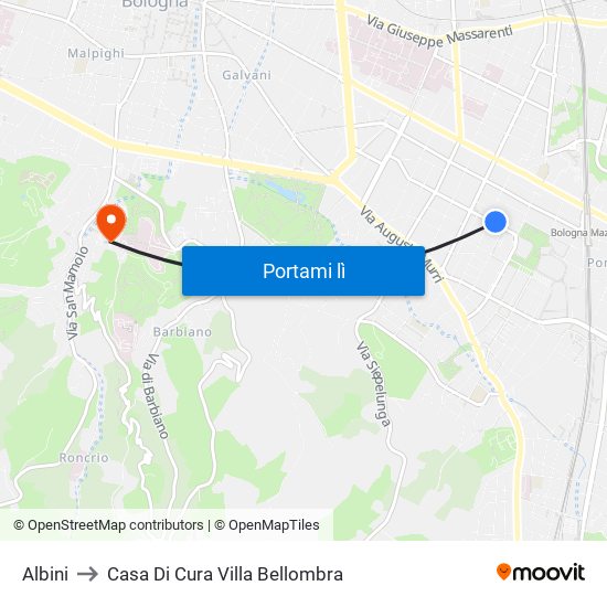 Albini to Casa Di Cura Villa Bellombra map