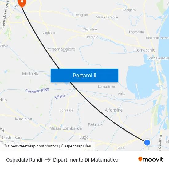 Ospedale Randi to Dipartimento Di Matematica map