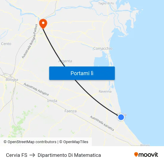 Cervia FS to Dipartimento Di Matematica map