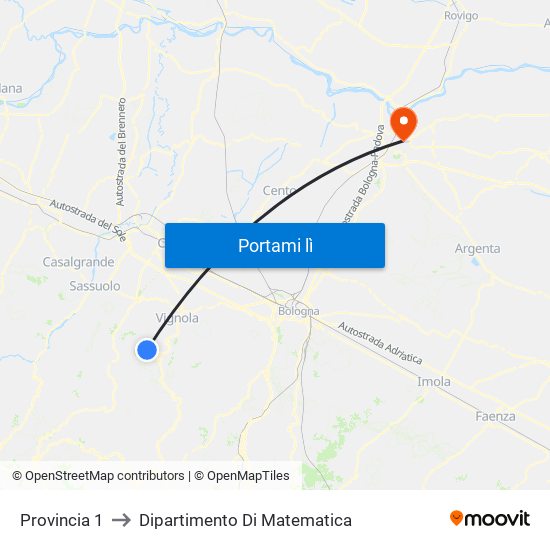 Provincia 1 to Dipartimento Di Matematica map