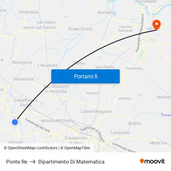 Ponte Re to Dipartimento Di Matematica map