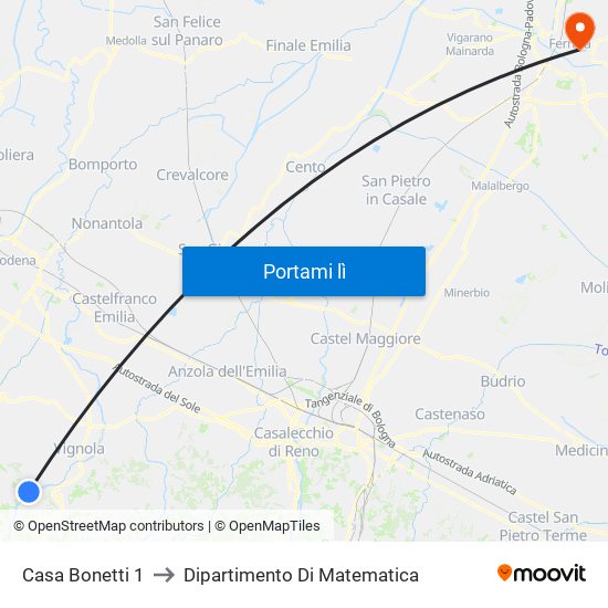 Casa Bonetti 1 to Dipartimento Di Matematica map