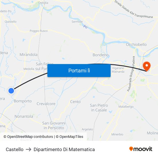 Castello to Dipartimento Di Matematica map