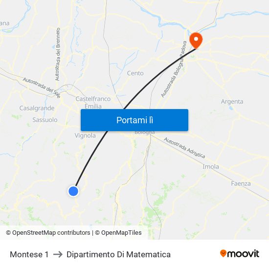 Montese 1 to Dipartimento Di Matematica map