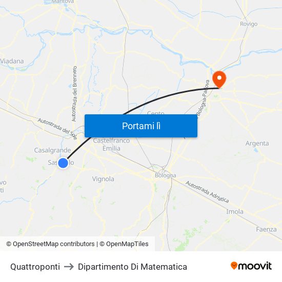 Quattroponti to Dipartimento Di Matematica map