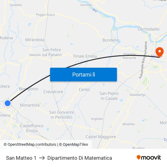 San Matteo 1 to Dipartimento Di Matematica map