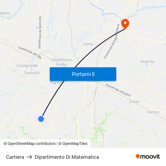 Cartiera to Dipartimento Di Matematica map