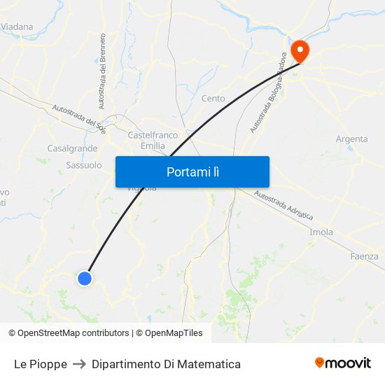 Le Pioppe to Dipartimento Di Matematica map