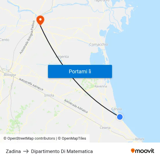 Zadina to Dipartimento Di Matematica map