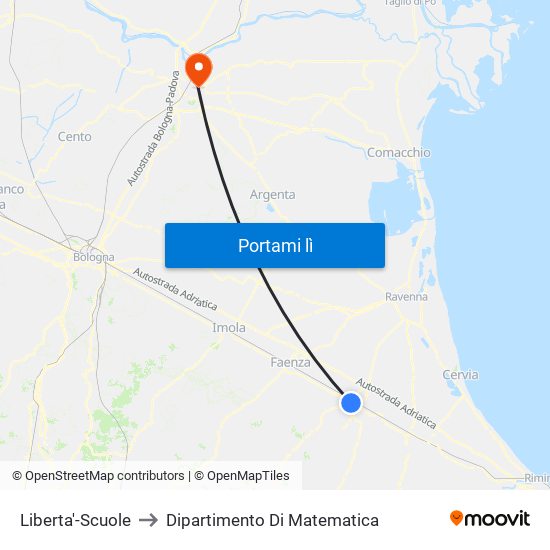 Liberta'-Scuole to Dipartimento Di Matematica map