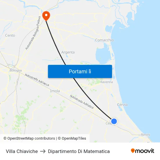 Villa Chiaviche to Dipartimento Di Matematica map