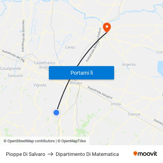 Pioppe Di Salvaro to Dipartimento Di Matematica map