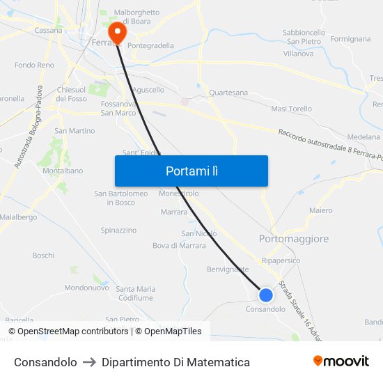 Consandolo to Dipartimento Di Matematica map