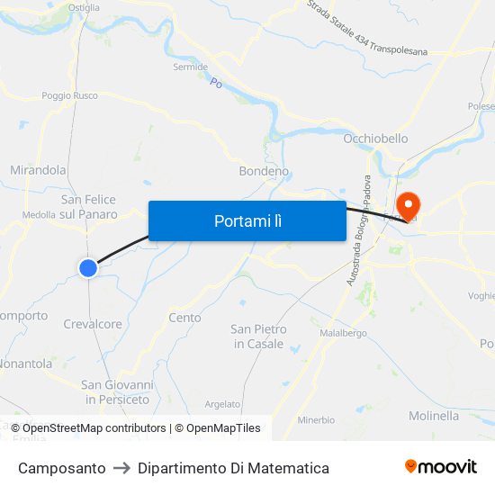 Camposanto to Dipartimento Di Matematica map