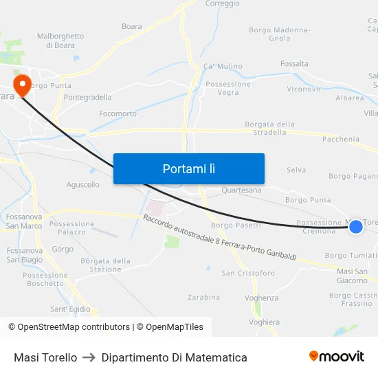 Masi Torello to Dipartimento Di Matematica map